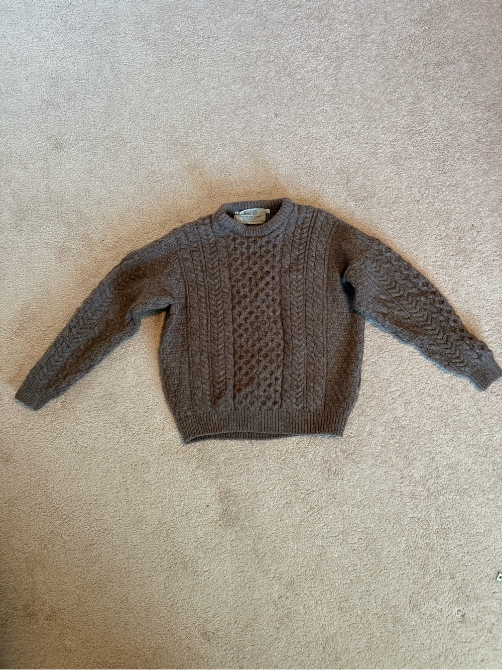 Aran Sweater Market Irish Wool Cable Knit Women's Brown M Sweater